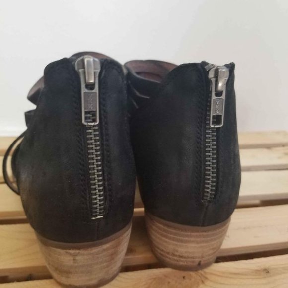 Seychelles Black Leather Booties, Strappy, Cut-outs, Zipper Back, Size 9 - Picture 5 of 6